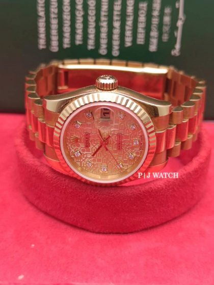 Rolex Lady-Datejust 26mm Gold Diamond Dial President Bracelet Ref.179178