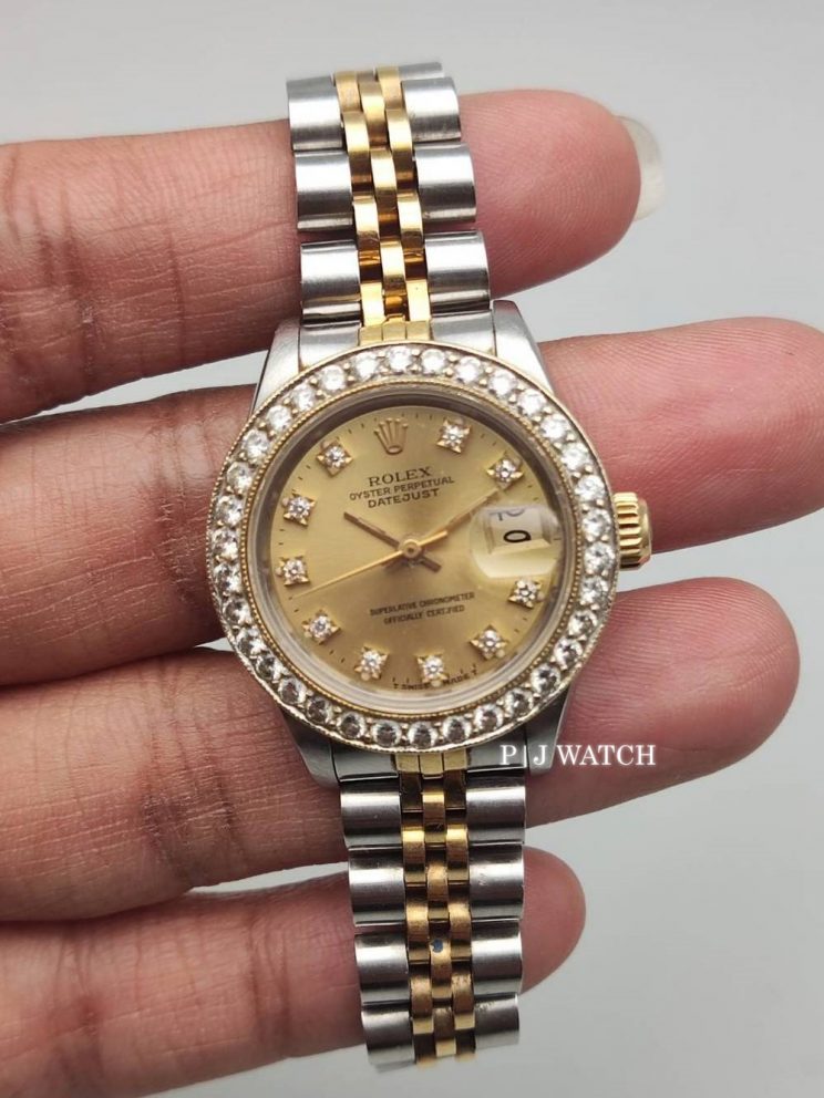 Rolex Lady-Datejust 2Tone Champagne Diamond Dial Ref.69173