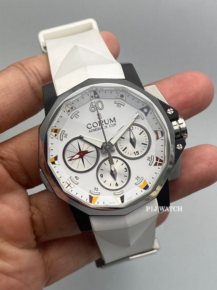Corum Admirals Cup White Dial Chronograph Men's Automatic Watch Ref.A98602934