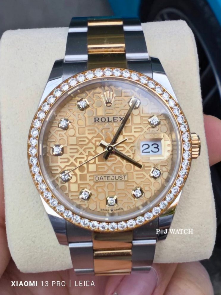 Rolex Datejust 36mm Champagne Dial Diamonds Unisex Watch Ref.126283RBR