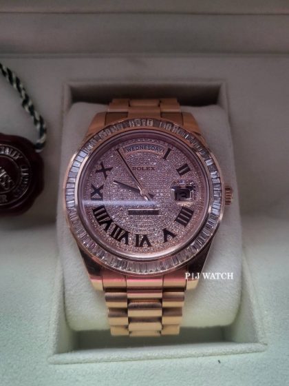 Rolex Day Date 36mm Diamond Pave Roman Dial Ref.128345RBR