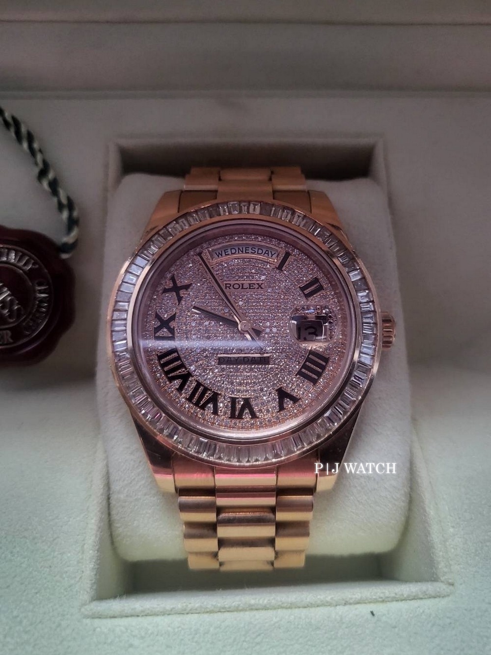 Rolex Day Date 36mm Diamond Pave Roman Dial Ref.128345RBR