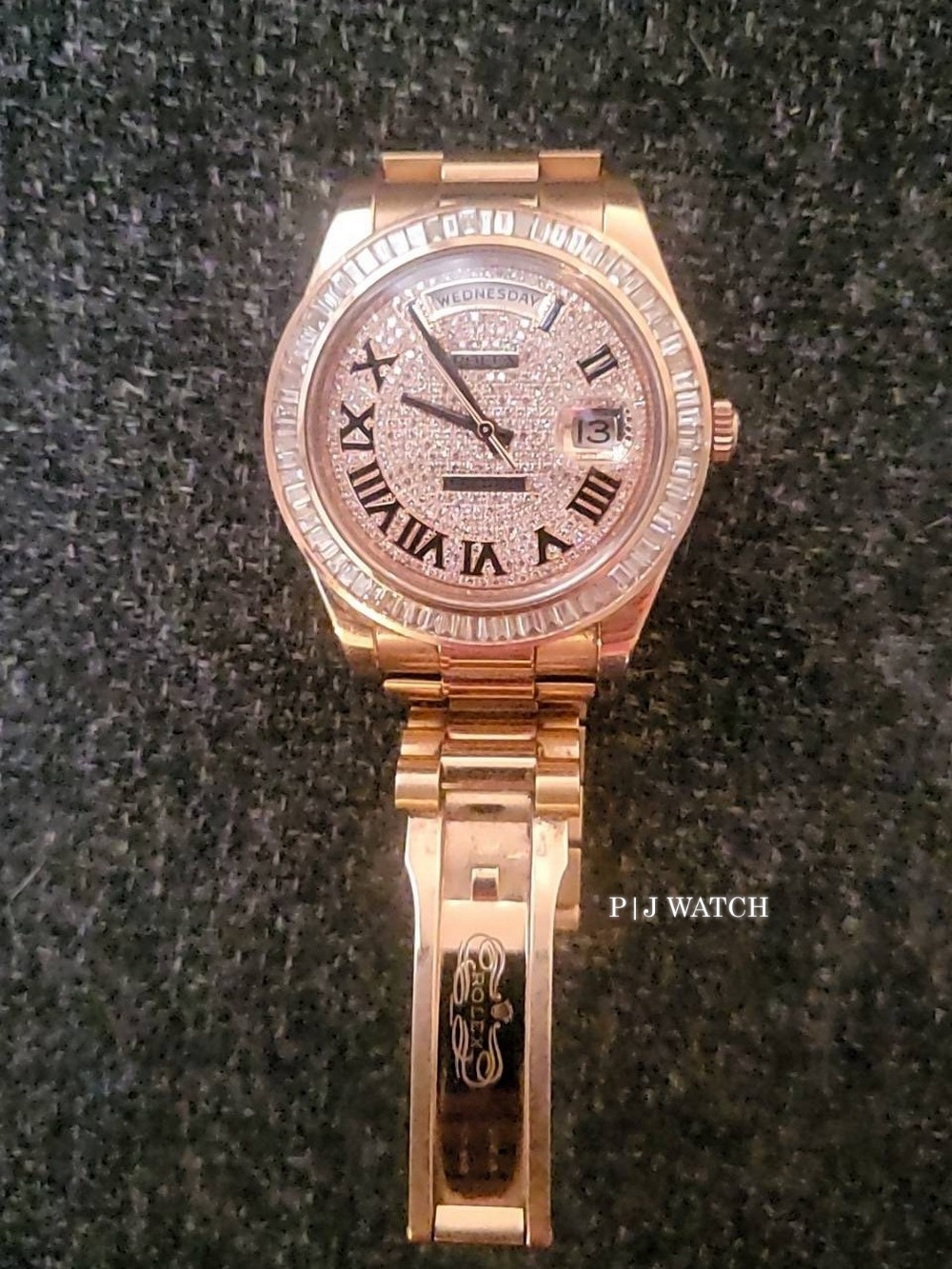 Rolex Day Date 36mm Diamond Pave Roman Dial Ref.128345RBR