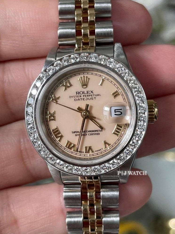 Rolex Lady-Datejust 26mm 2Tone Ivory Roman Dial Ref.69173