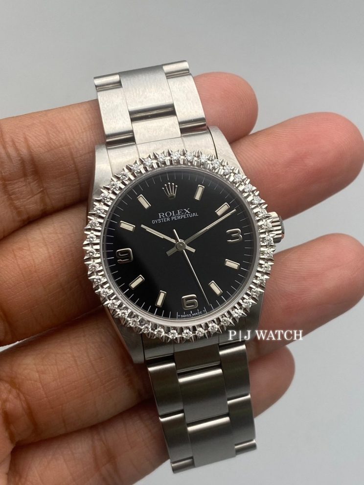 Rolex Oyster Perpetual 31mm Black Dial Diamond After Setting Bezel Ref.67480