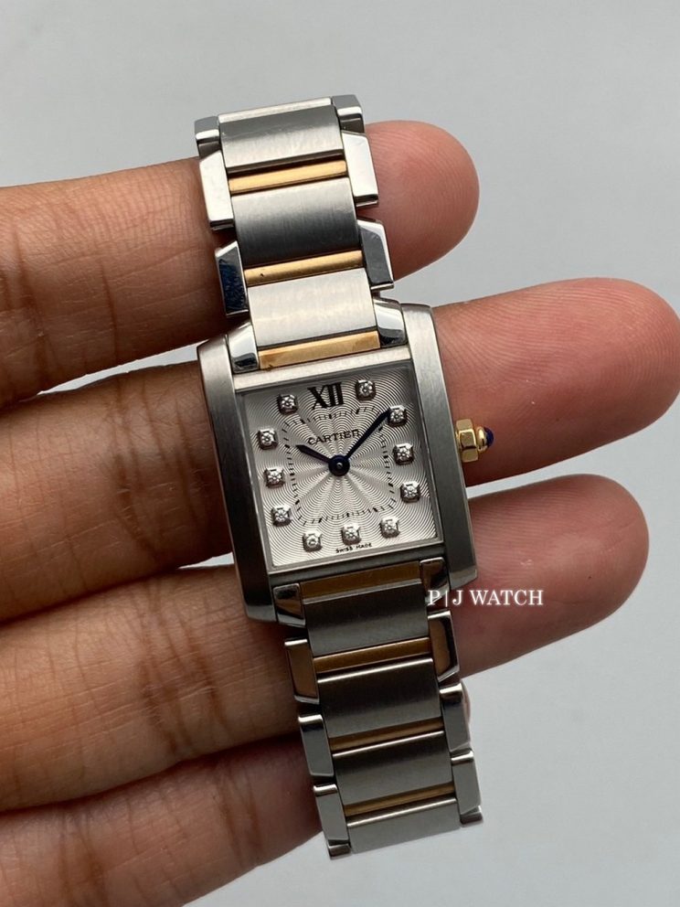 Cartier Tank Francaise SS & Pink Gold Quartz Silver Diamond 11P Dial Ref.WE110004