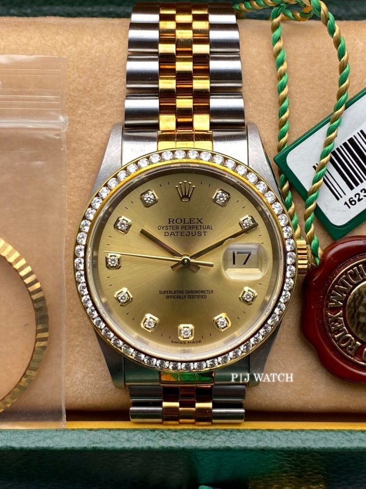 Rolex Datejust 36mm Two-Tone Jubilee Champagne Diamond Dial Ref.16233