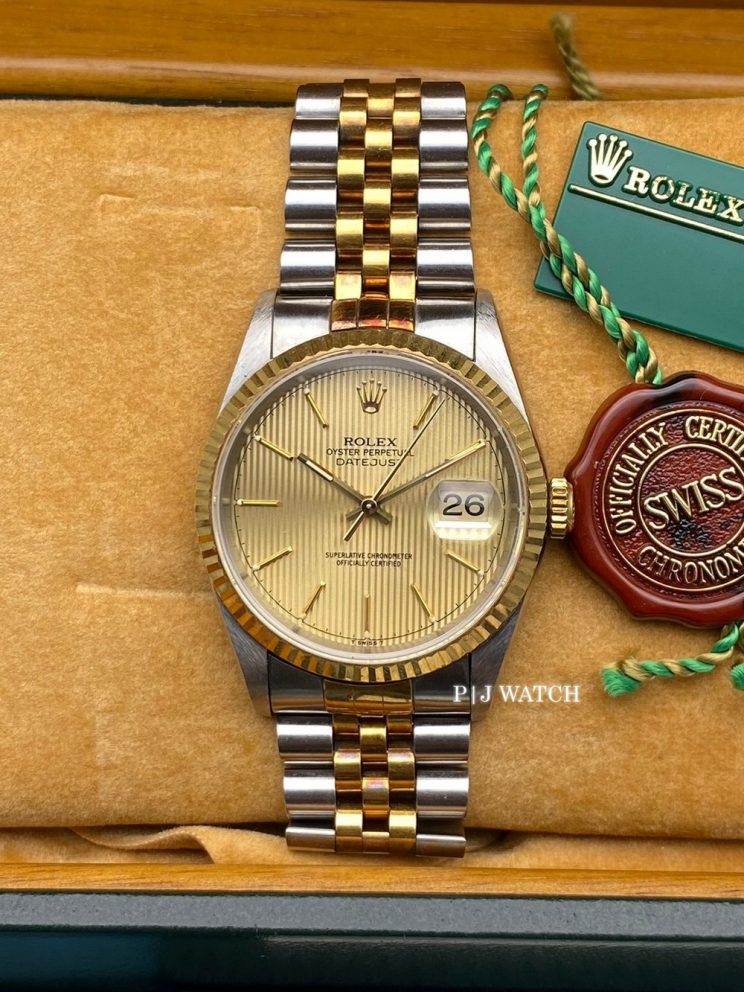 Rolex Datejust 36mm Two-Tone Jubilee Champagne Tapestry Dial Ref.16233