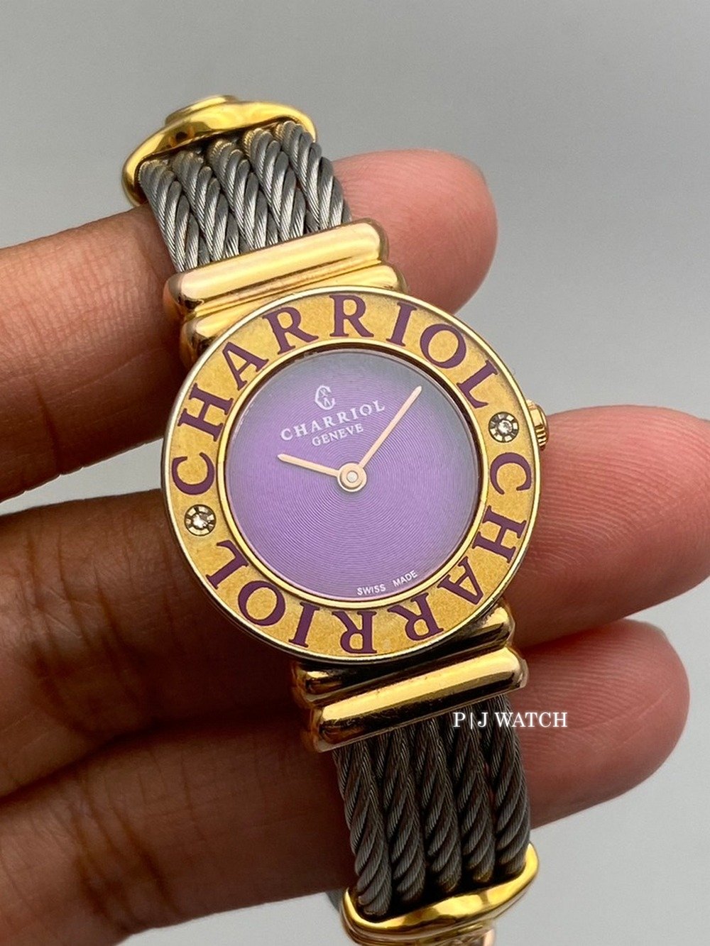 Charriol St. Tropez Quartz Diamond Purple Dial Ladies Watch Ref.028PCD3.540.566
