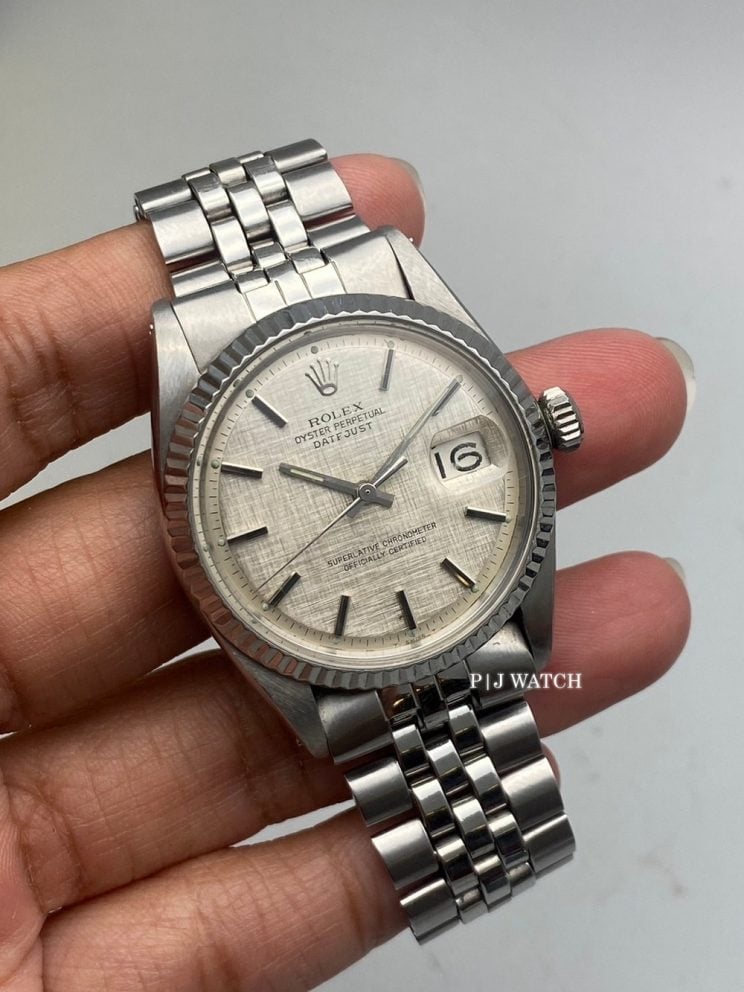 Rolex Datejust 36mm Silver Linen Dial Vintage Watch Ref.1601