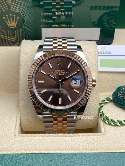 Rolex Datejust 41mm Rose Gold & Steel Watch Chocolate Brown Dial Ref.126331