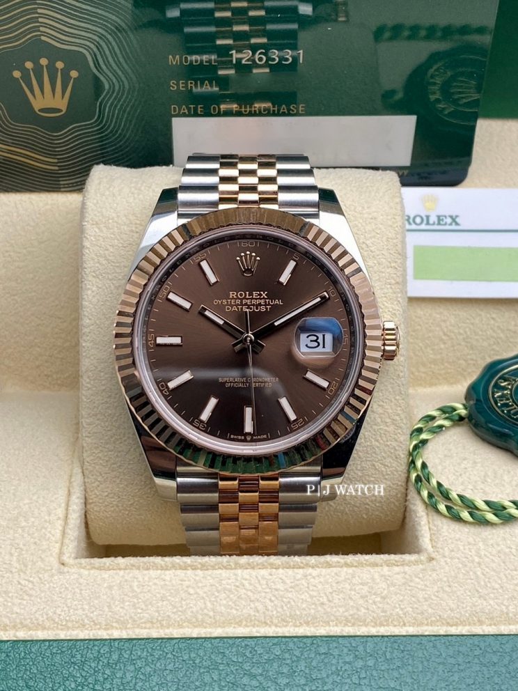 Rolex Datejust 41mm Rose Gold & Steel Watch Chocolate Brown Dial Ref.126331