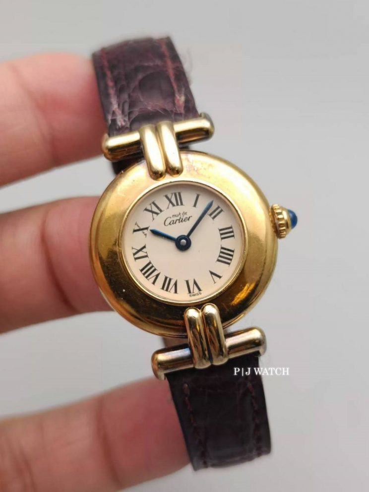 Cartier Must Colisee Vermeil Watch Quartz Argent 925 Alligator Leather Ref.W590002
