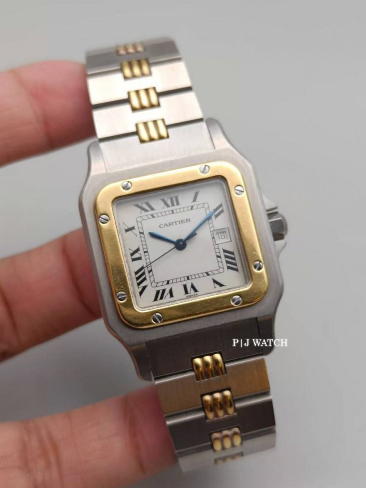 Cartier Santos Galbée Gold & Steel Bracelet Quartz Watch Ref.1566