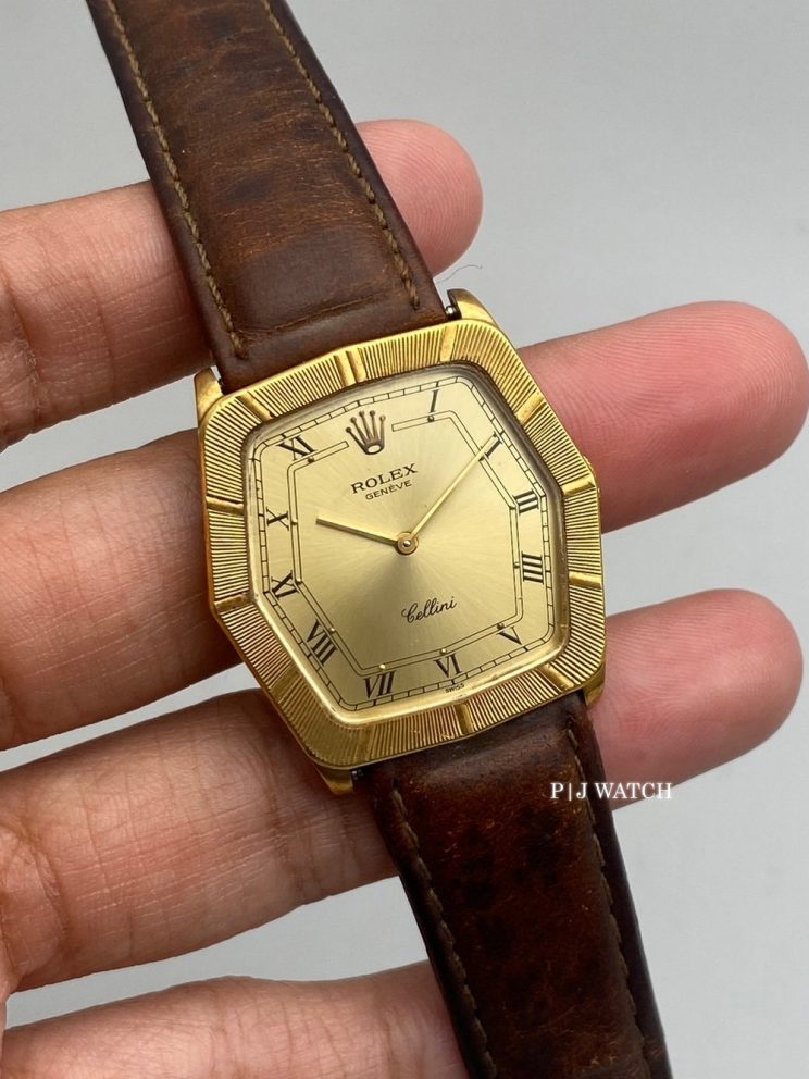 Rolex Cellini 34mm Yellow Gold 18k Champagne Roman Dial Vintage Watch Ref.4170