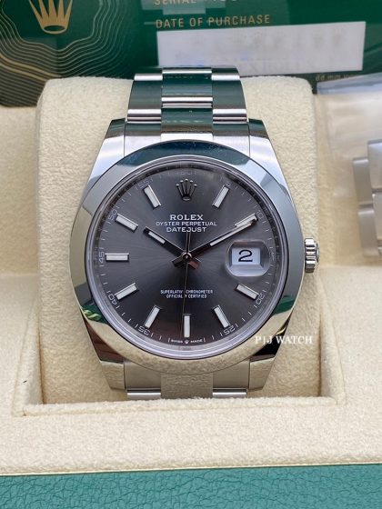 Rolex Datejust 41mm Oystersteel Dark Rhodium Grey Dial Ref.126300