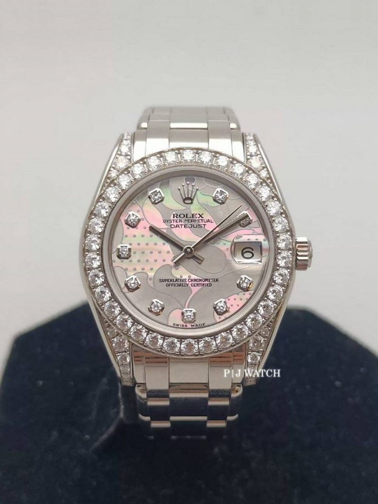 Rolex Datejust Pearlmaster 34mm White Gold Diamond Bezel Goldust Dream Diamond Dial Ref.81159