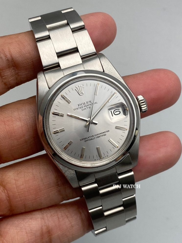 Rolex Oyster Perpetual Date 34mm Silver Dial Vintage Watch Ref.1500