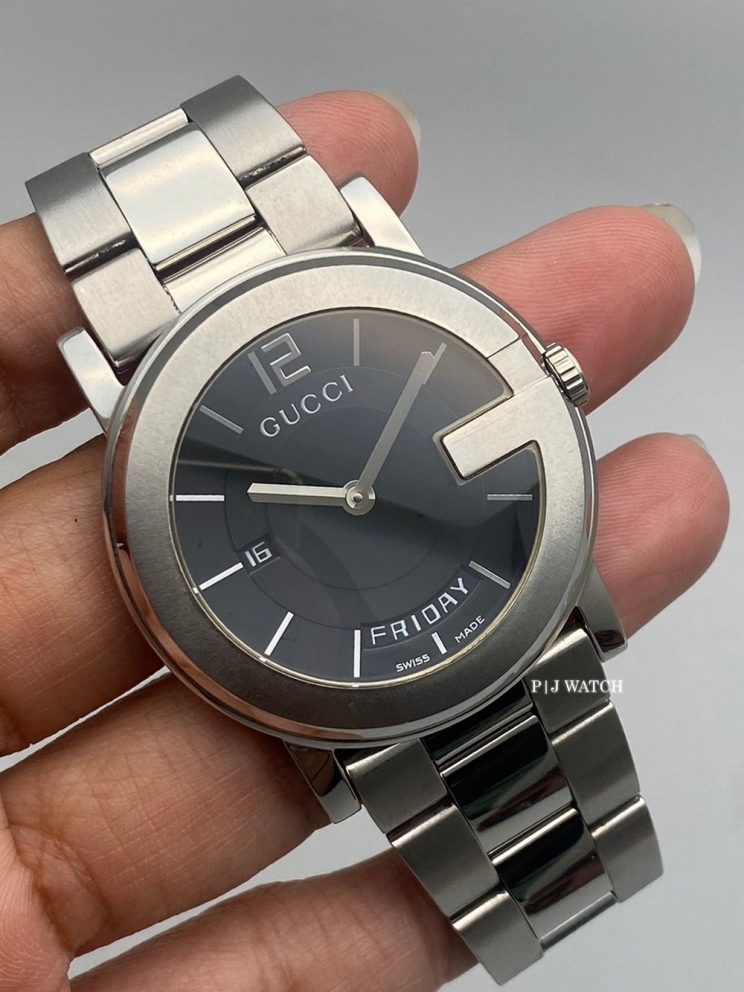 GUCCI 101 Series 40mm Quartz SS G Black Dial Men's Watch Ref.YA101305