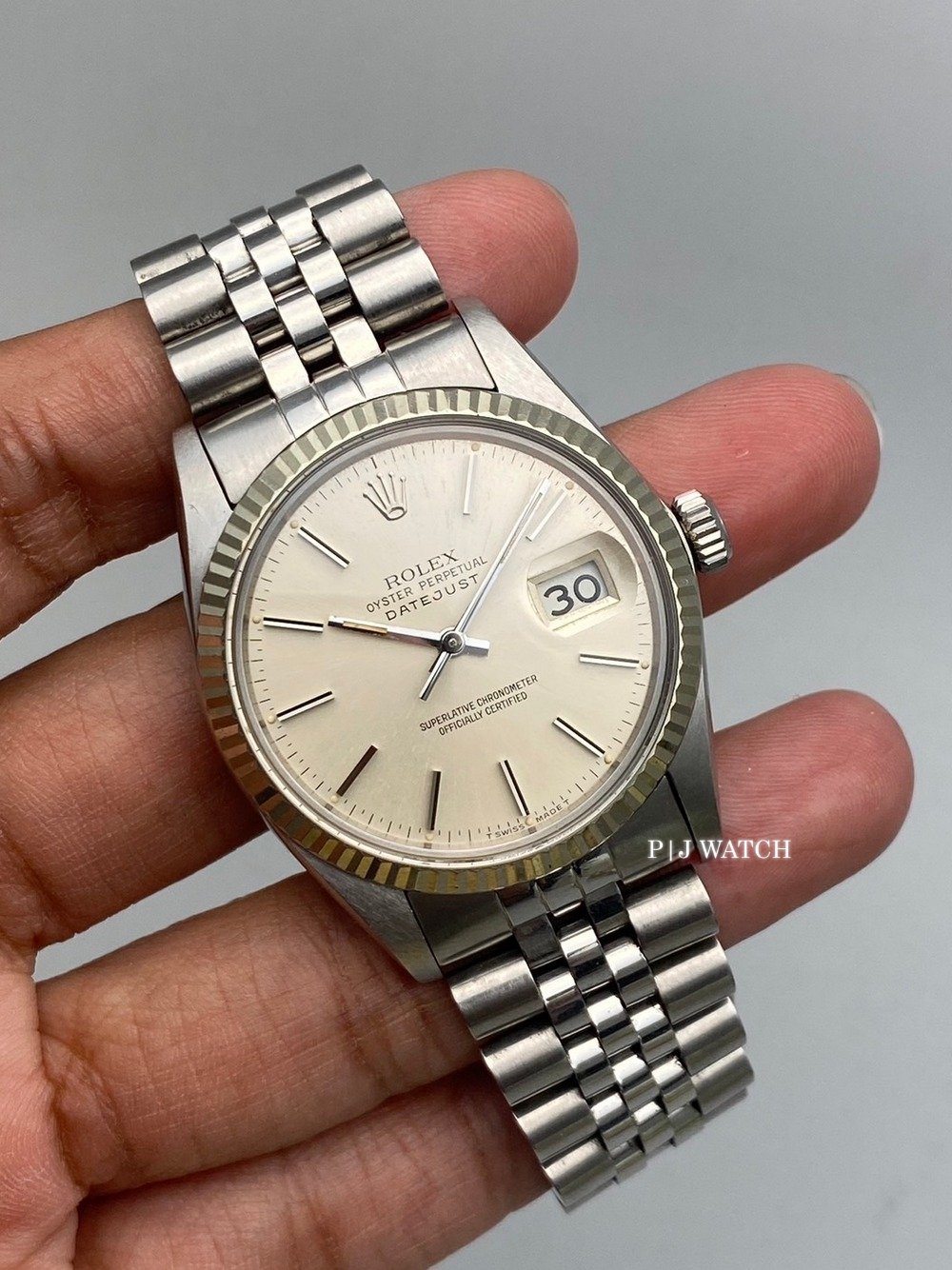 Rolex Datejust 36mm Stainless Steel Silver Stick Dial Ref.16014