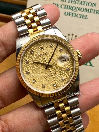Rolex Datejust 36mm Steel & Yellow Gold 18k Gold Diamond Dial Ref.16233
