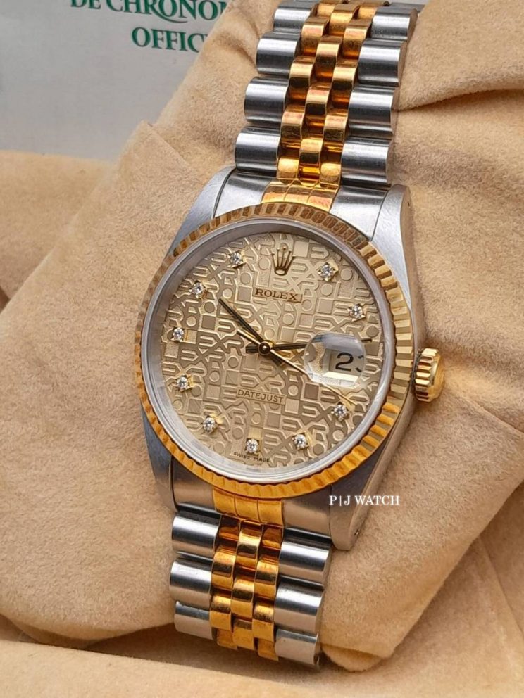 Rolex Datejust 36mm Two-tone Champagne Dial Diamond Ref.16233