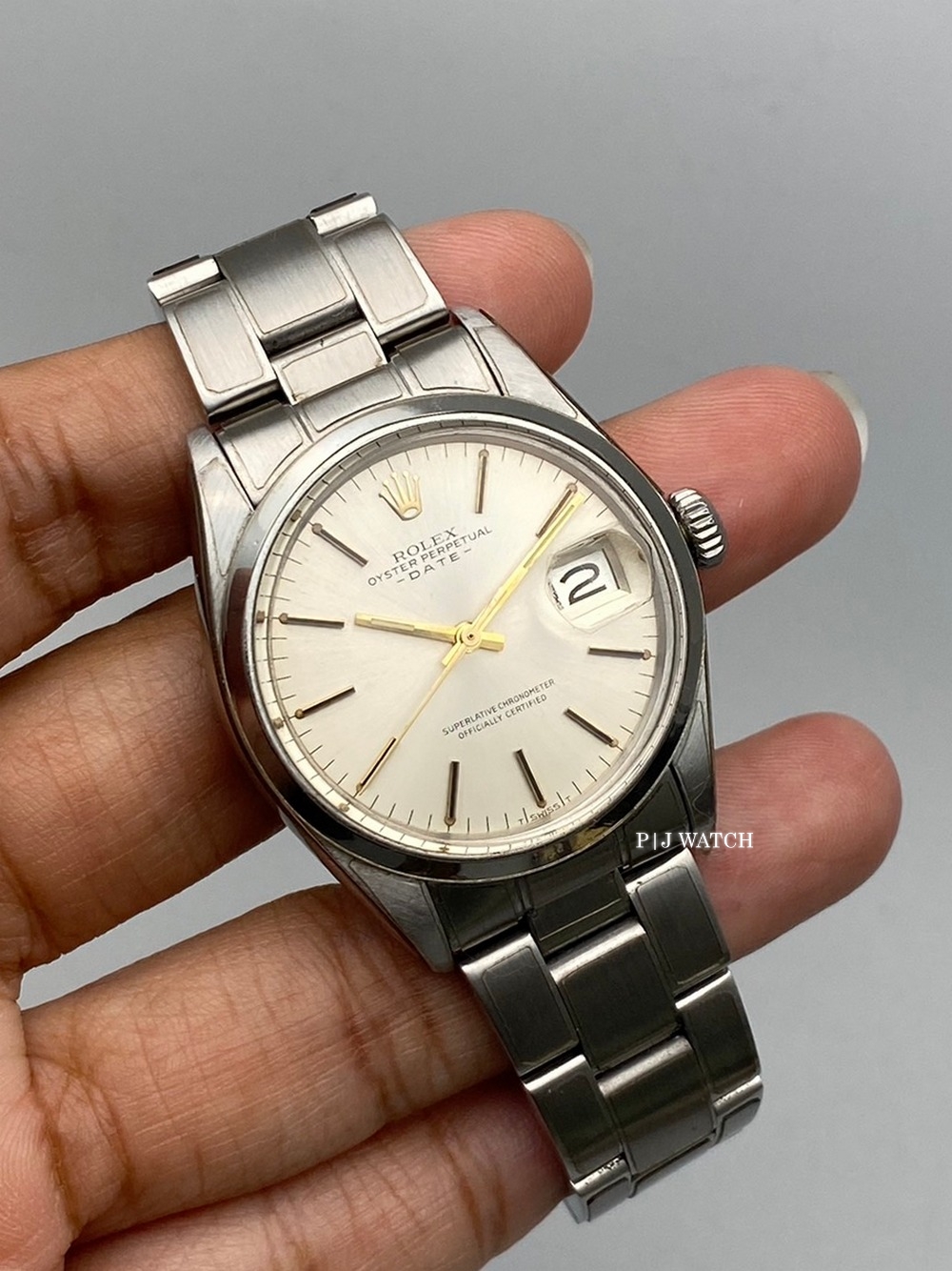 Rolex Oyster Perpetual Date 35mm Silver Dial Vintage Watch Ref.1500