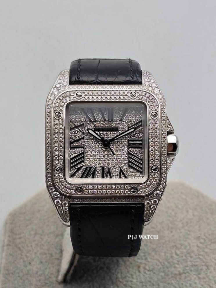 Cartier Santos 100 Medium Full Diamond Ref.2878