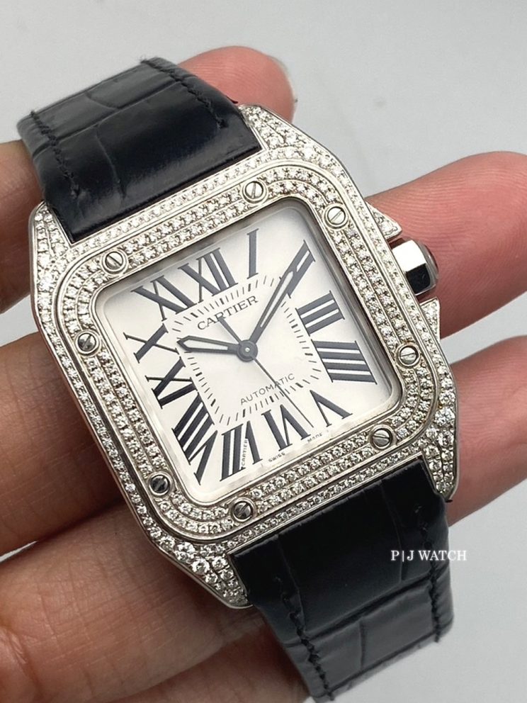 Cartier Santos 100 Automatic Diamond Bezel Ref.W20073X8