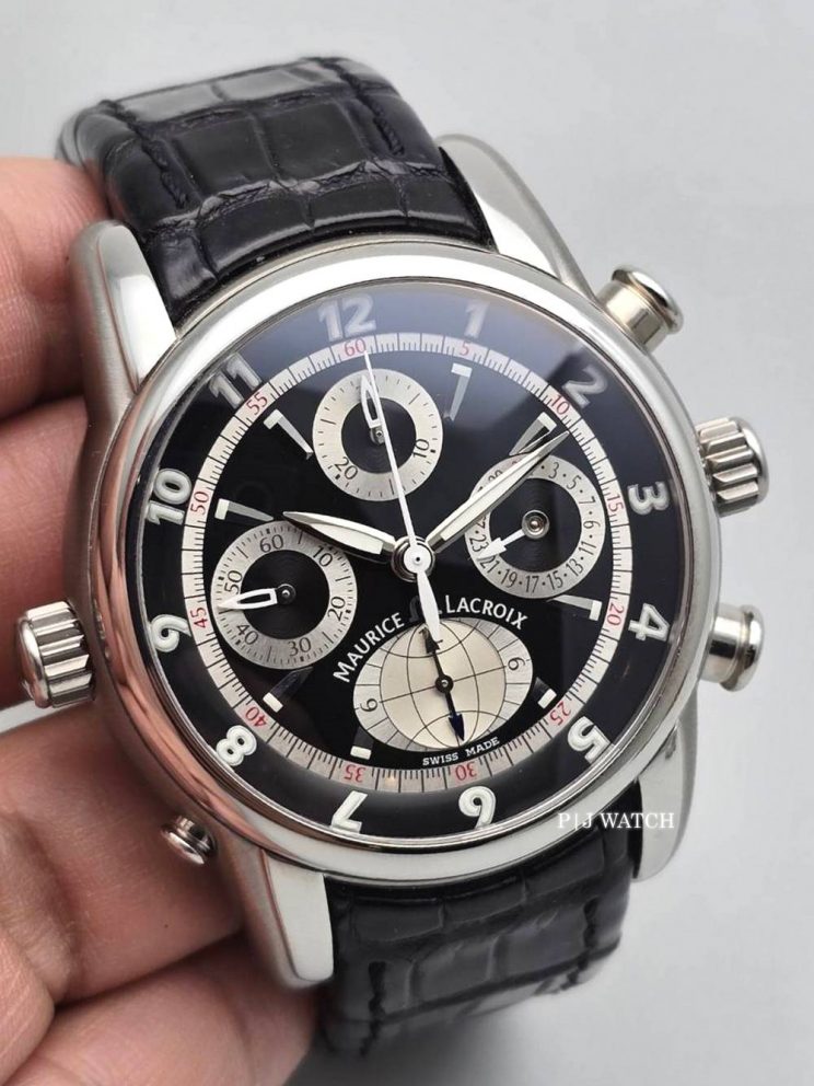 Maurice Lacroix Masterpiece Reveil Globe Chronograph Automatic Black Dia Ref.MP6398-SS001-330