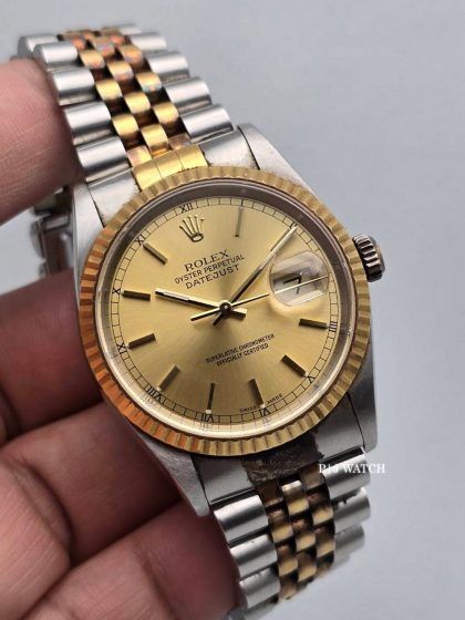 Rolex Datejust 36mm Steel&Gold Champagne Roman Dial Ref.16233