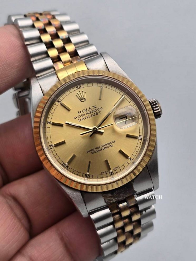 Rolex Datejust 36mm Steel&Gold Champagne Roman Dial Ref.16233