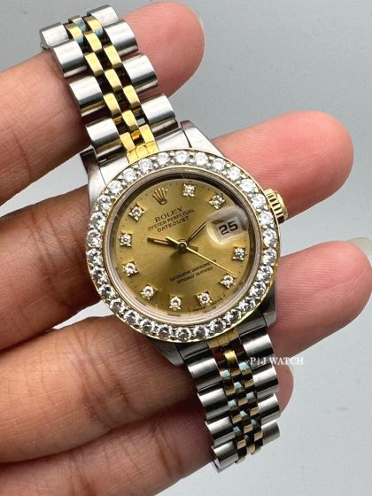 Rolex Lady-Datejust Jubilee Steel&Gold Champagne Diamonds Dial Ref.69173