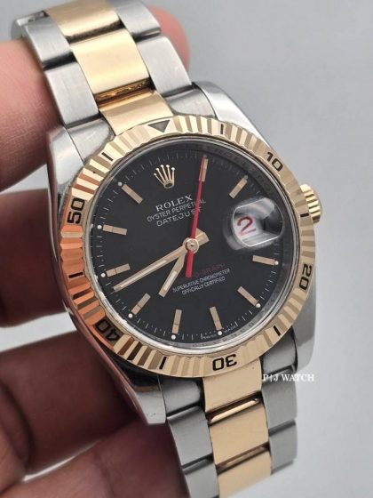 Rolex Datejsut 36mm 2-Tone Turnograph Steel & Gold Slate Dial Men'sWatch Ref.116261