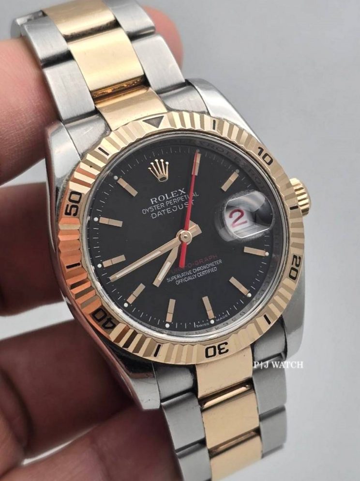 Rolex Datejsut 36mm 2-Tone Turnograph Steel & Gold Slate Dial Men'sWatch Ref.116261