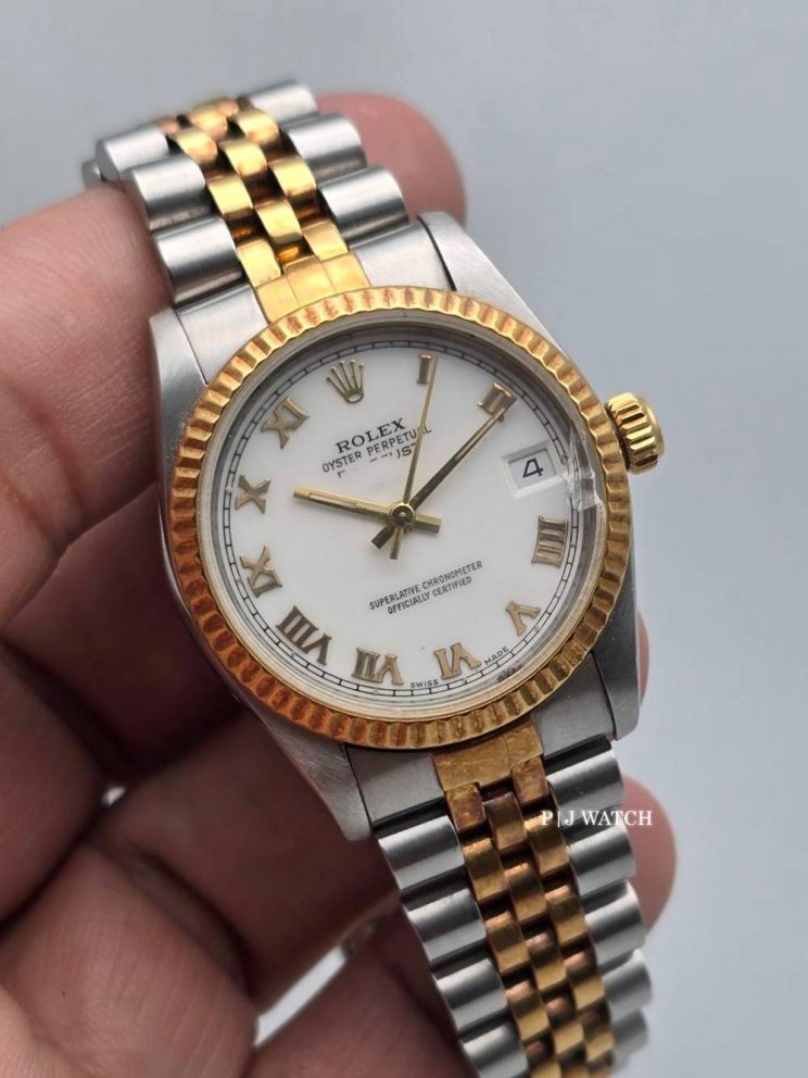 Rolex Datejust 31mm Steel & Yellow Gold 18k White Dial Women's Watch Ref.68273