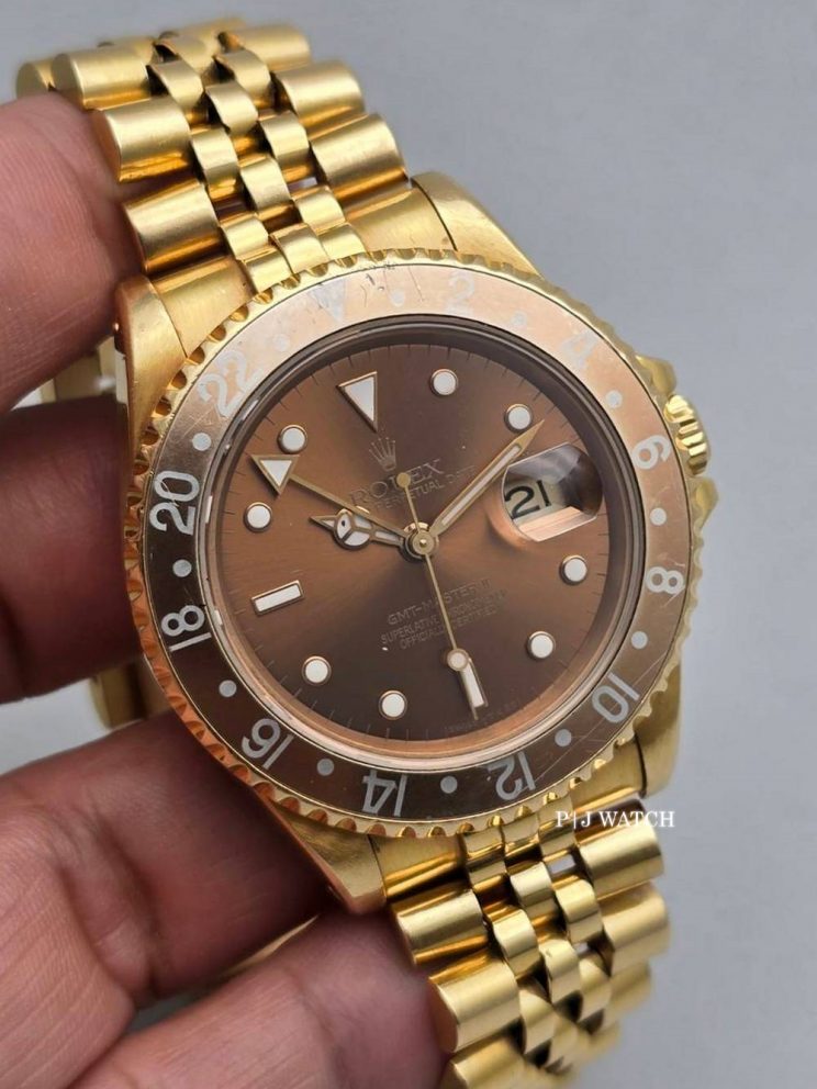 Rolex GMT-Master II Brown Tiger Eye Yellow Gold 18k Jubilee Ref.16718