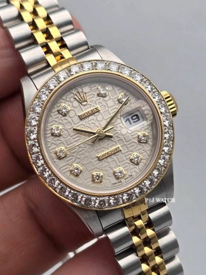 Rolex Lady-Datejust 26mm Stainless Steel & Yellow Gold Dimaond Bezel Ref.69173