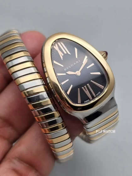 Bulgari Serpenti Tubogas Quartz 35mm 18k Rose Gold & Steel Ladies Watch Ref.102123