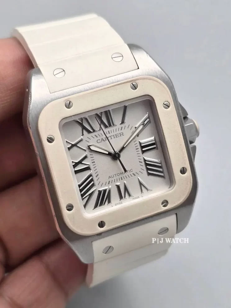 Cartier Santos 100 MM Steel White Dial Ref.2878