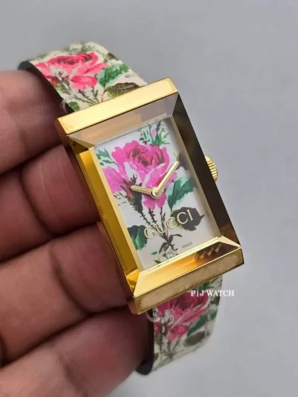 Gucci G-Frame Floral Mother of Pearl Dial White Women's Watch Ref.YA147406