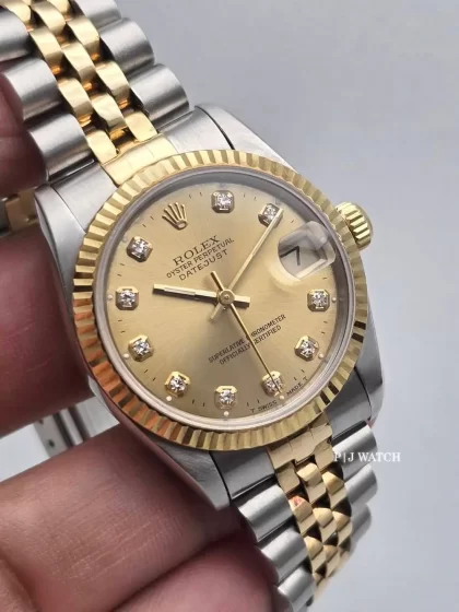 Rolex Datejust 36mm Steel & Yellow Gold Champagne Diamonds Dial Ref.16233