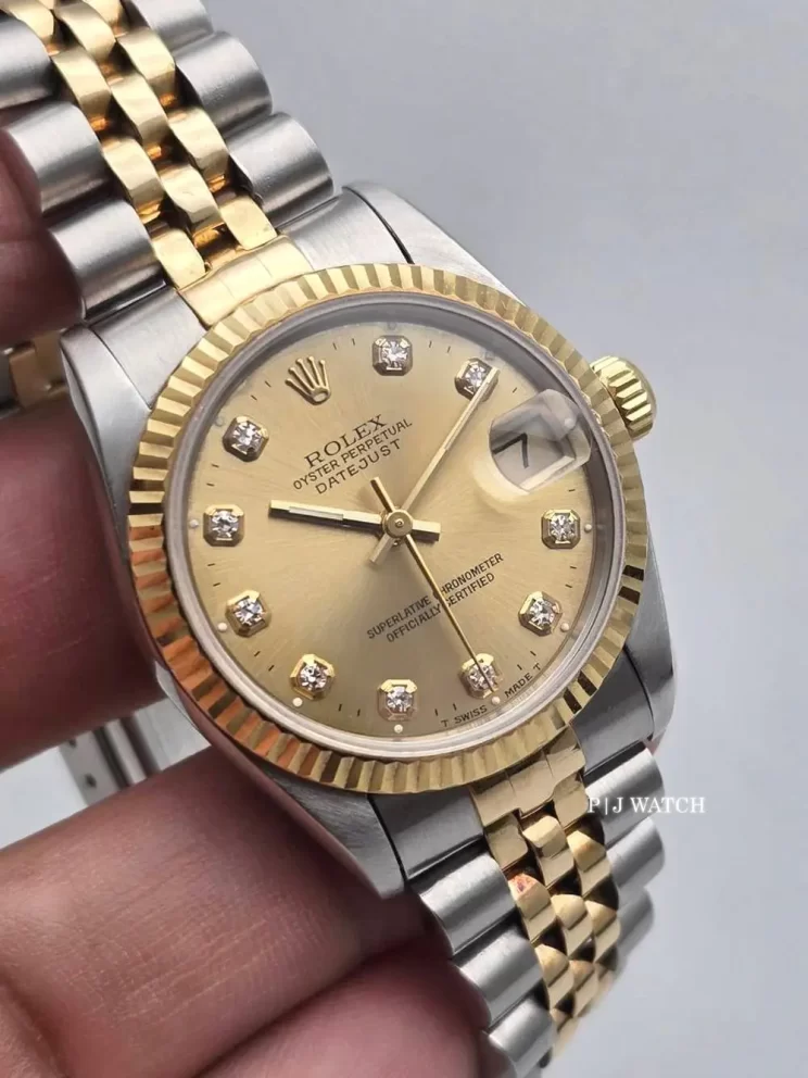 Rolex Datejust 36mm Steel & Yellow Gold Champagne Diamonds Dial Ref.16233