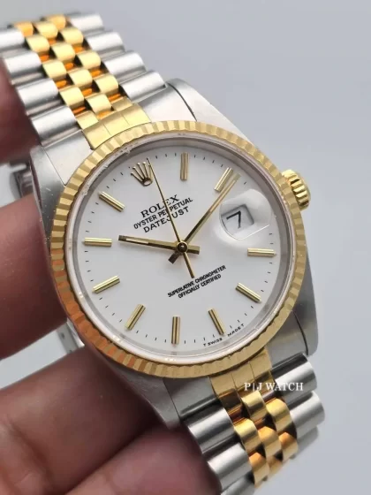 Rolex Datejust 36mm Steel & Yellow Gold White Dial Ref.16013