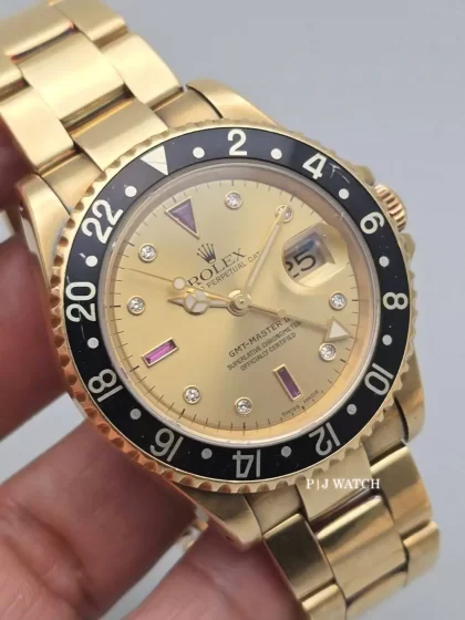Rolex GMT-Master Yellow Gold 18k Diamond Ruby Dial Ref.16718