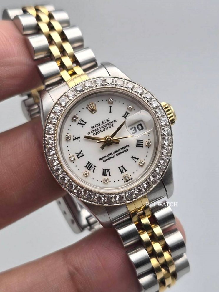 Rolex Lady-Datejust 31mm Diamond Roman Index White Dial Ref.68273