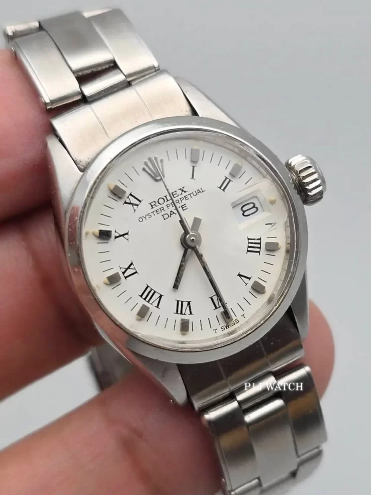 Rolex Lady-Oyster Perpetual Date 26mm Oyster Bracelet White Roman Dial Ref.6916
