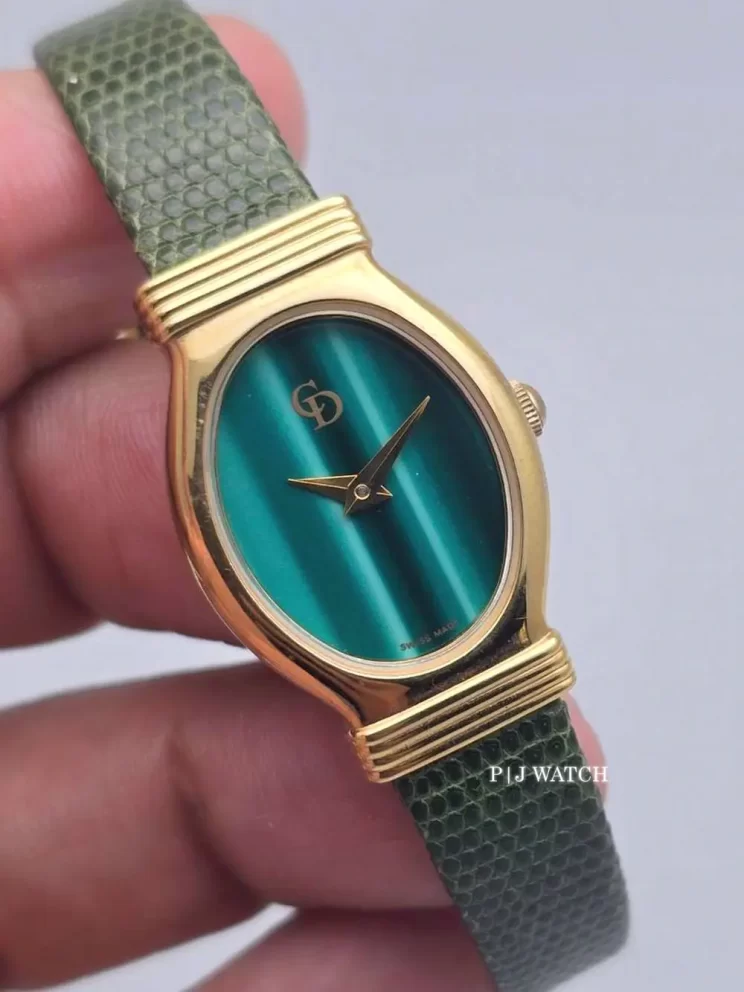 Christian Dior 3009 Ladies Quartz Gold Plated Green Dial