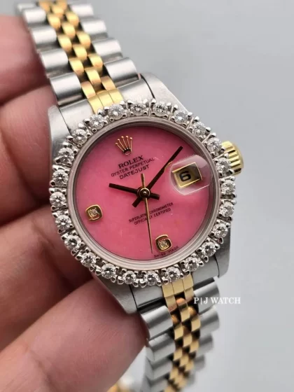 Rolex Lady-Datejust 28mm Steel&Gold Pink Coral Dial Ref.69173