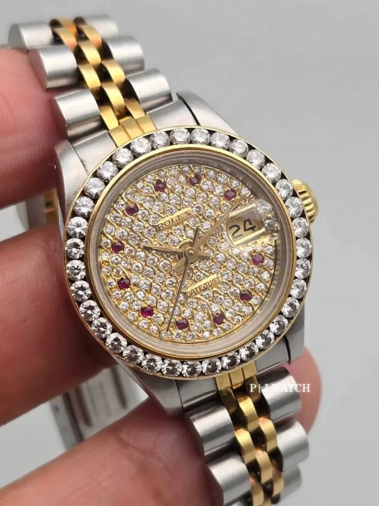 Rolex Lady-Datejust Steel&Gold Gold Diamonds Dial Diamond Bezel Ref.69173